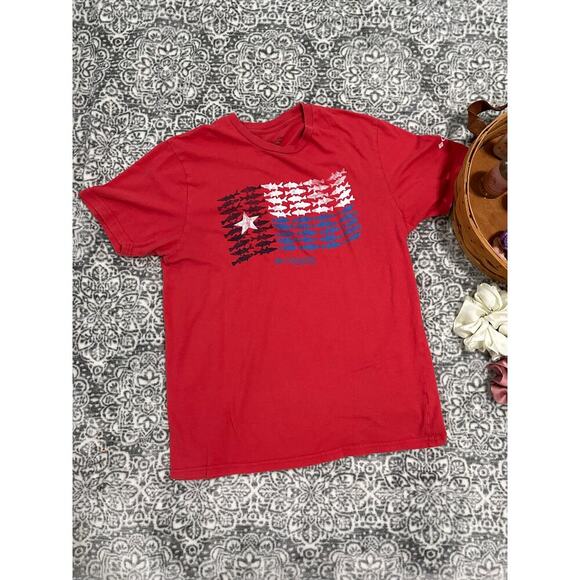 Columbia PFG Tshirt American Flag Size Medium Short Sleeve - Picture 2 of 5